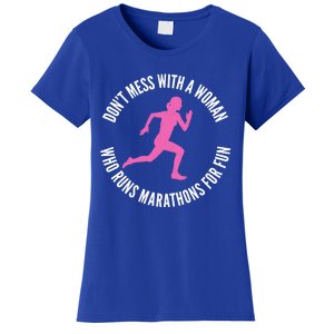 Dont Mess With A Who Runs Marathons For Fun Marathoner Gift Women's T-Shirt