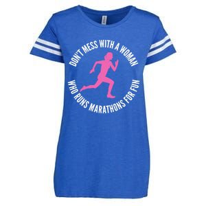 Dont Mess With A Who Runs Marathons For Fun Marathoner Gift Enza Ladies Jersey Football T-Shirt