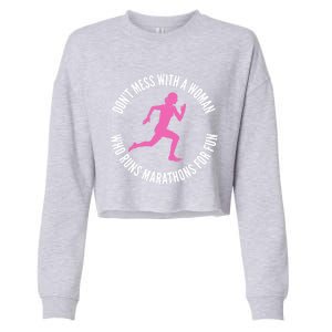 Dont Mess With A Who Runs Marathons For Fun Marathoner Gift Cropped Pullover Crew