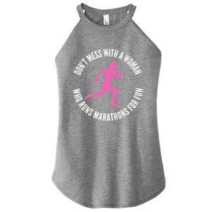 Dont Mess With A Who Runs Marathons For Fun Marathoner Gift Women's Perfect Tri Rocker Tank