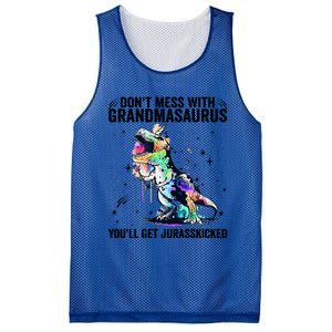 DonT Mess With Grandmasaurus YouLl Get Jurasskicked Funny Gift Mesh Reversible Basketball Jersey Tank