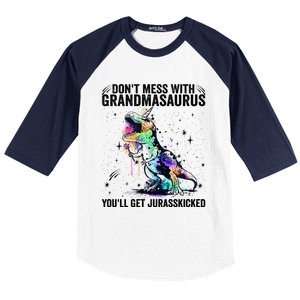 DonT Mess With Grandmasaurus YouLl Get Jurasskicked Funny Gift Baseball Sleeve Shirt