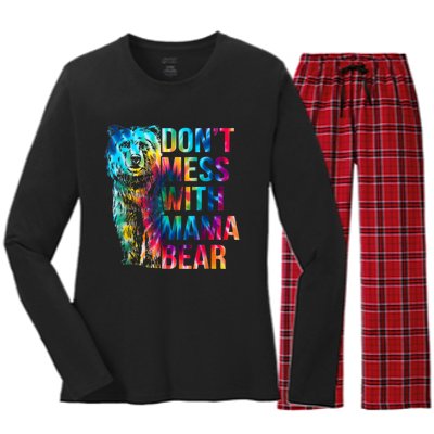 Dont Mess With Mama Bear Mothers Day Women's Long Sleeve Flannel Pajama Set 