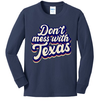 Don't Mess With Texas Retro Logo Kids Long Sleeve Shirt