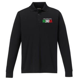 DonT Mess With Nonna Italian Grandma Performance Long Sleeve Polo