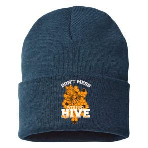 DonT Mess With My Hive | Beekeeping Beekeeper Beehive Sustainable Knit Beanie