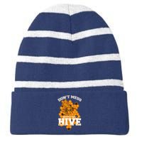 DonT Mess With My Hive | Beekeeping Beekeeper Beehive Striped Beanie with Solid Band