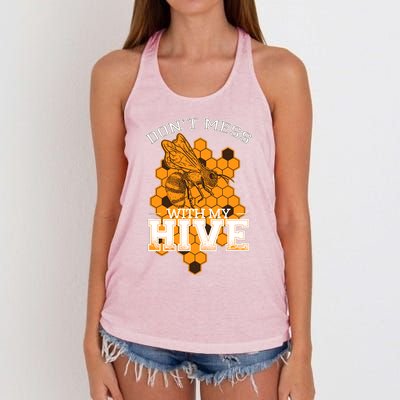 DonT Mess With My Hive | Beekeeping Beekeeper Beehive Women's Knotted Racerback Tank