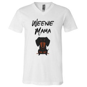 Dachshund Mom Weiner dog Wo V-Neck T-Shirt