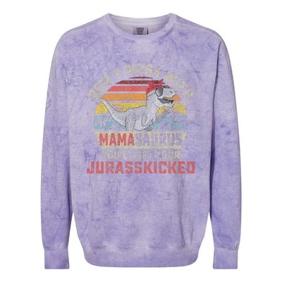 Dont Mess With Mamasaurus Youll Get Jurasskicked Colorblast Crewneck Sweatshirt