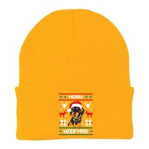 Dachshund Merry Woofmas Gift For Christmas Doxie Xmas Long Sleeve Knit Cap Winter Beanie