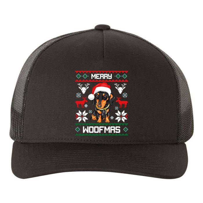 Dachshund Merry Woofmas Gift For Christmas Doxie Xmas Long Sleeve Yupoong Adult 5-Panel Trucker Hat