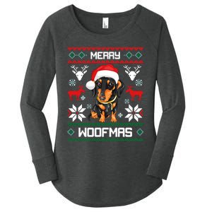 Dachshund Merry Woofmas Gift For Christmas Doxie Xmas Long Sleeve Women's Perfect Tri Tunic Long Sleeve Shirt