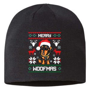 Dachshund Merry Woofmas Gift For Christmas Doxie Xmas Long Sleeve Sustainable Beanie