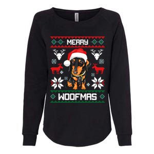 Dachshund Merry Woofmas Gift For Christmas Doxie Xmas Long Sleeve Womens California Wash Sweatshirt