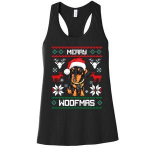 Dachshund Merry Woofmas Gift For Christmas Doxie Xmas Long Sleeve Women's Racerback Tank