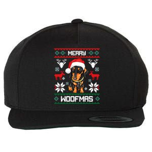 Dachshund Merry Woofmas Gift For Christmas Doxie Xmas Long Sleeve Wool Snapback Cap