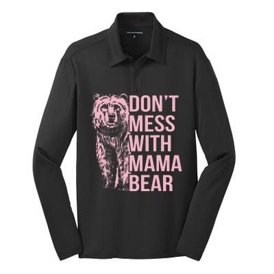 Don't Mess with Mama Bear Vintage Mom Mommy Mother's Day Silk Touch Performance Long Sleeve Polo