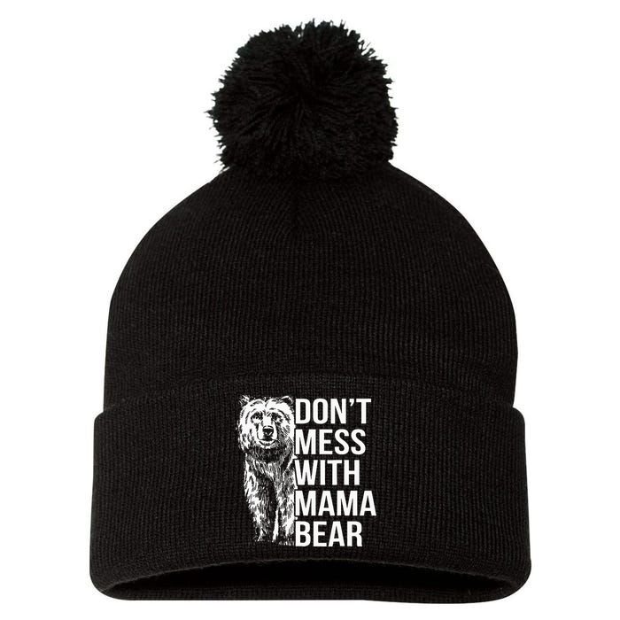 Dont Mess With Mama Bear Pom Pom 12in Knit Beanie