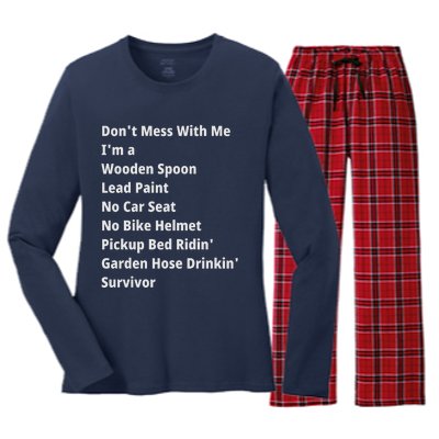 Don't Mess With Me, I'm A Survivor, Motivational Inspiring Quote, Plus Size Women's Long Sleeve Flannel Pajama Set 