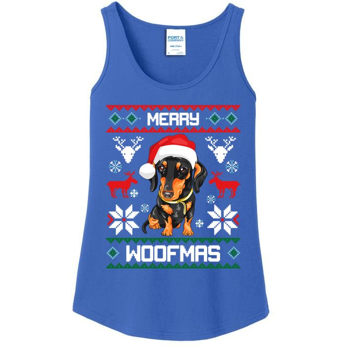 Dachshund Merry Woofmas Gift For Christmas Doxie Xmas Gift Ladies Essential Tank