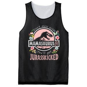 Don't Mess With MamaSaurus T Rex Dinosaur Mom Mothers Day Mesh Reversible Basketball Jersey Tank