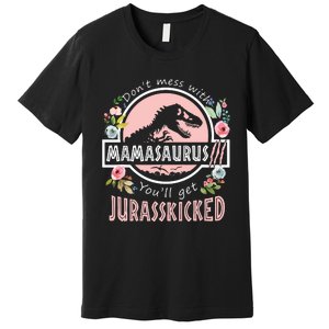 Don't Mess With MamaSaurus T Rex Dinosaur Mom Mothers Day Premium T-Shirt