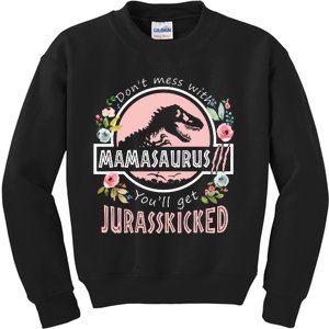 Don't Mess With MamaSaurus T Rex Dinosaur Mom Mothers Day Kids Sweatshirt