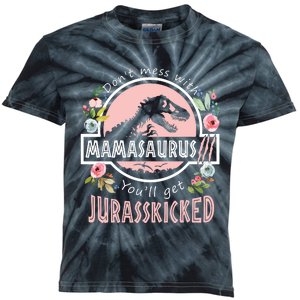 Don't Mess With MamaSaurus T Rex Dinosaur Mom Mothers Day Kids Tie-Dye T-Shirt