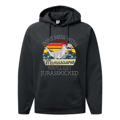 Dont Mess With Mamasaurus Youll Get Jurasskicked Performance Fleece Hoodie