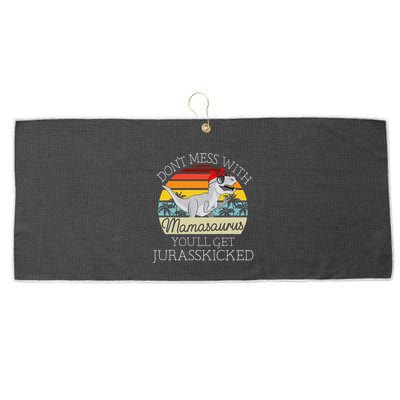 Dont Mess With Mamasaurus Youll Get Jurasskicked Large Microfiber Waffle Golf Towel