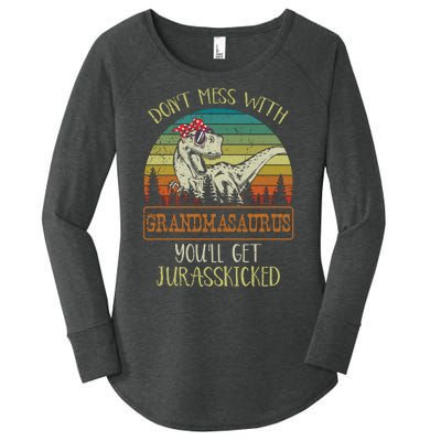 Dont Mess With Grandmasaurus Youll Get Jurasskicked Women's Perfect Tri Tunic Long Sleeve Shirt