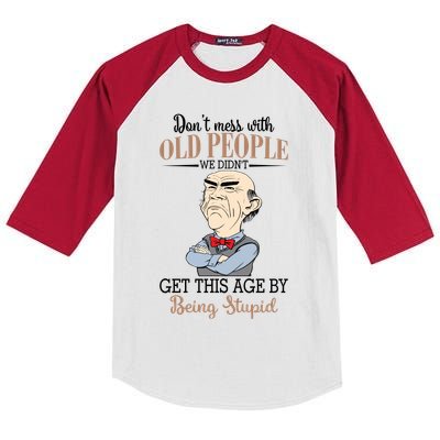 Don't Mess With Old People Old Man Kids Colorblock Raglan Jersey