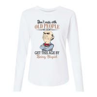 Don't Mess With Old People Old Man Womens Cotton Relaxed Long Sleeve T-Shirt