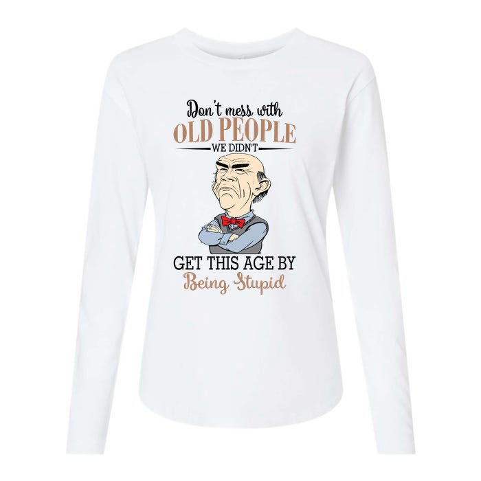 Don't Mess With Old People Old Man Womens Cotton Relaxed Long Sleeve T-Shirt