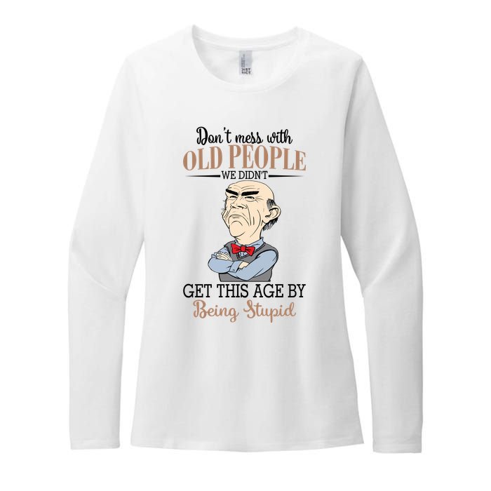 Don't Mess With Old People Old Man Womens CVC Long Sleeve Shirt