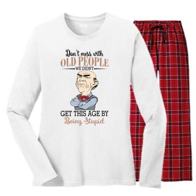 Don't Mess With Old People Old Man Women's Long Sleeve Flannel Pajama Set 