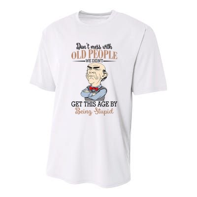 Don't Mess With Old People Old Man Youth Performance Sprint T-Shirt