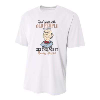 Don't Mess With Old People Old Man Youth Performance Sprint T-Shirt