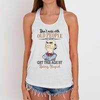 Don't Mess With Old People Old Man Women's Knotted Racerback Tank