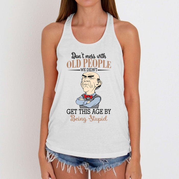 Don't Mess With Old People Old Man Women's Knotted Racerback Tank