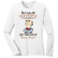 Don't Mess With Old People Old Man Ladies Long Sleeve Shirt