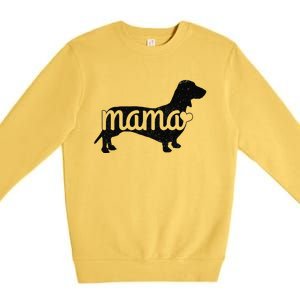 Dachshund Mama Wiener Dog Doxie Mom Funny Cute Gift (1) Premium Crewneck Sweatshirt