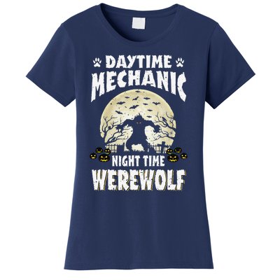 Daytime Mechanic Werewolf Spooky Funny Halloween Costume Women's T-Shirt