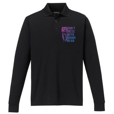 Dont Mess With Mama Bear Cute Gift Performance Long Sleeve Polo