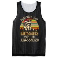 Don’t Mess With Auntasaurus Funny Dinosaur Aunt Vintage Mesh Reversible Basketball Jersey Tank