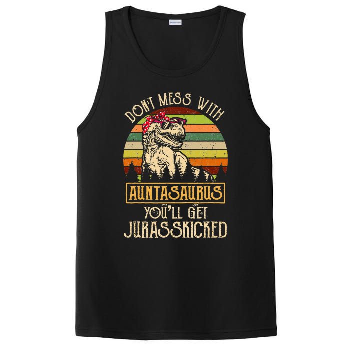 Don’t Mess With Auntasaurus Funny Dinosaur Aunt Vintage PosiCharge Competitor Tank