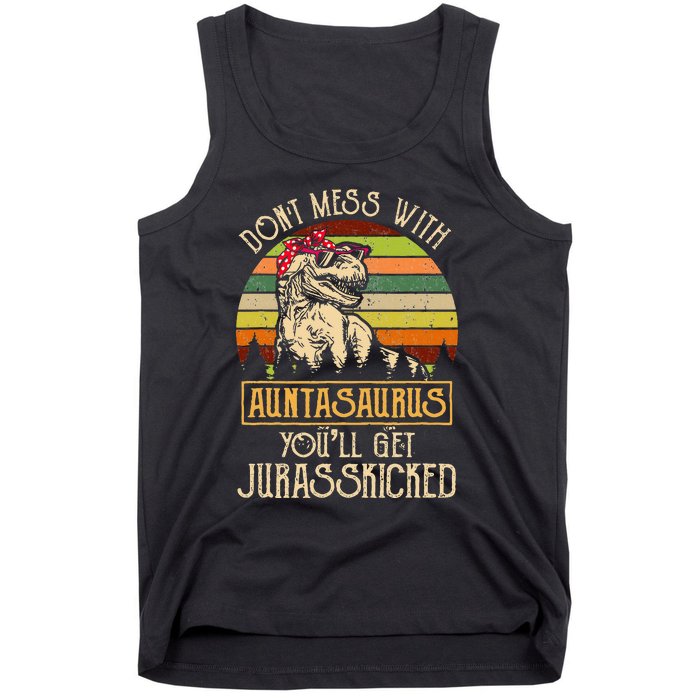 Don’t Mess With Auntasaurus Funny Dinosaur Aunt Vintage Tank Top