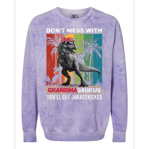 Dont Mess With Papasaurus Youll Get Jurasskicked Colorblast Crewneck Sweatshirt