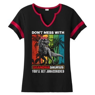 Dont Mess With Papasaurus Youll Get Jurasskicked Ladies Halftime Notch Neck Tee